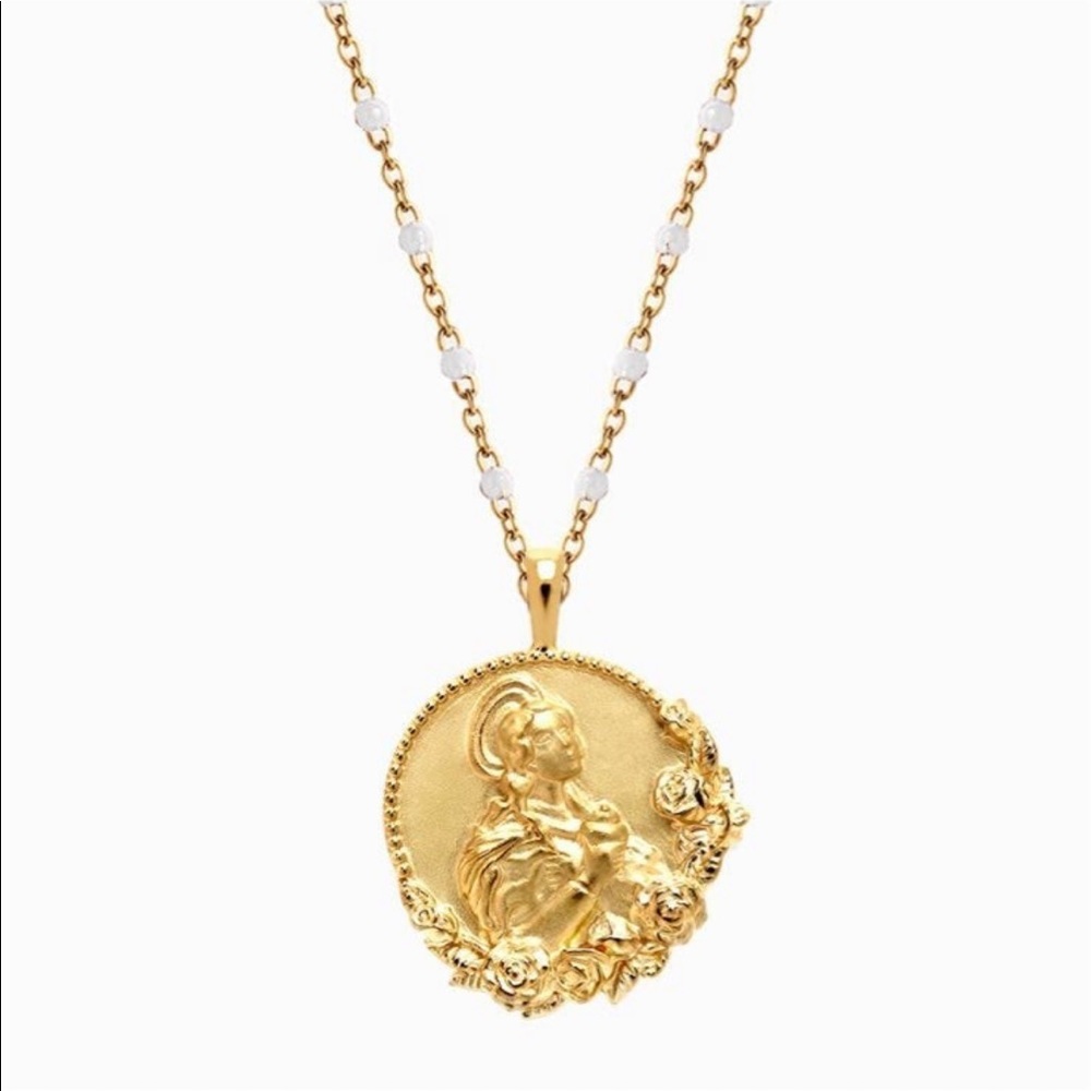 14k Plated Gold with White Beaded Gold Chain